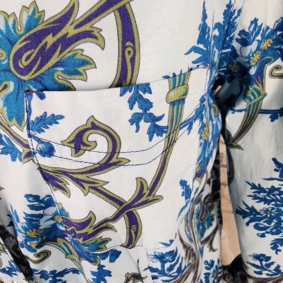 Roper Floral Pearl Snap Western Shirt  Powder Blue Feminine Cowgirl Size Large - Picture 7 of 15